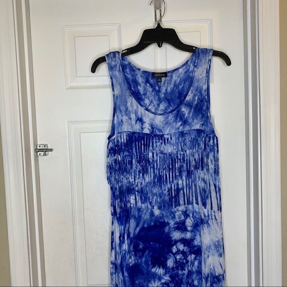 Spense Blue And White Fringe Maxi Dress Tye-Dyed - Picture 3 of 10